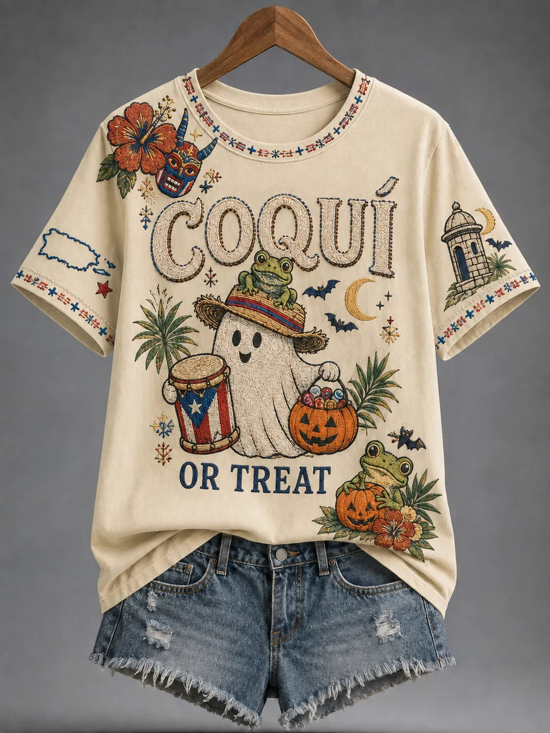 🎃Women's Puerto Rico Halloween Graphic T-shirt