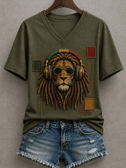 Women's Reggae Music Art Print Casual T-shirt
