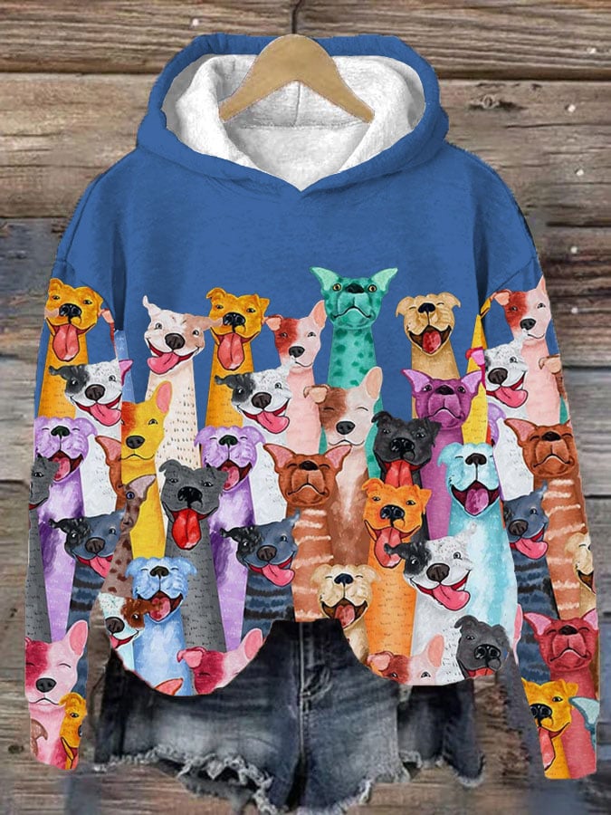 Women's Fun Dogs Print Casual Hoodie