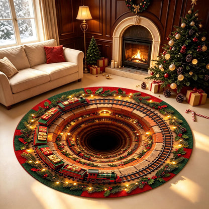 🎄3D Christmas Gnome Optical Illusion Round Rug | Fun Festive Home Decor Must‐Have⭐🏠🎁
