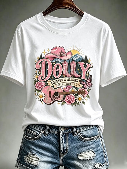 Women's Country Music Legend Tribute Print Casual T-shirt