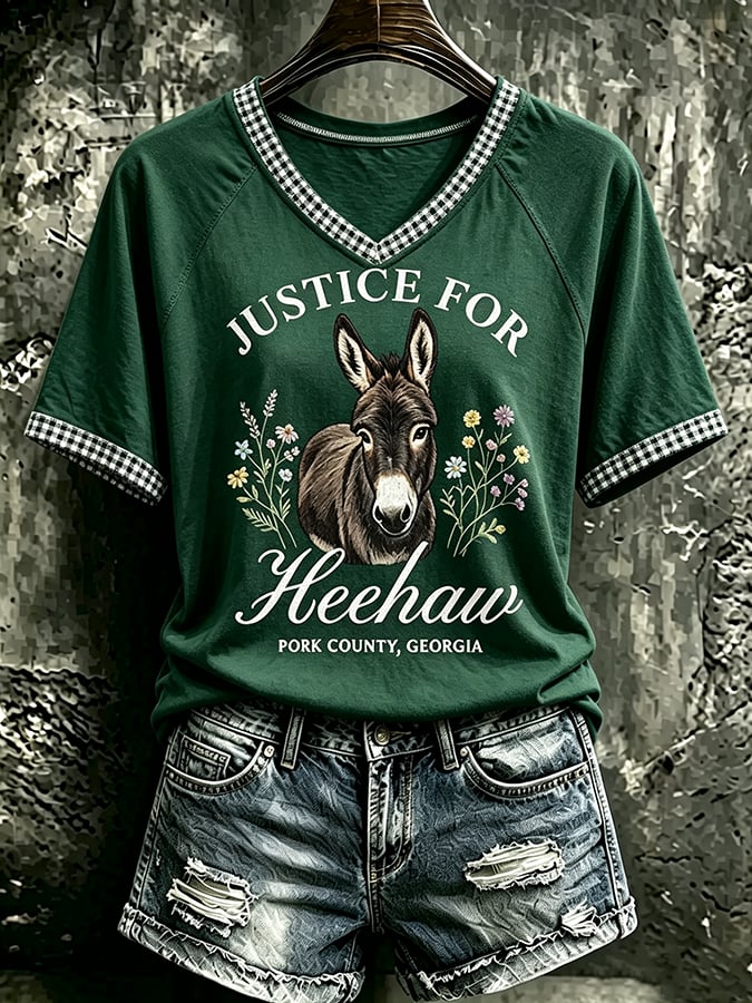 Women's Justice For HeeHaw Donkey Print Casual T-shirt