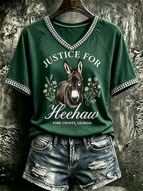 Women's Justice For HeeHaw Donkey Print Casual T-shirt