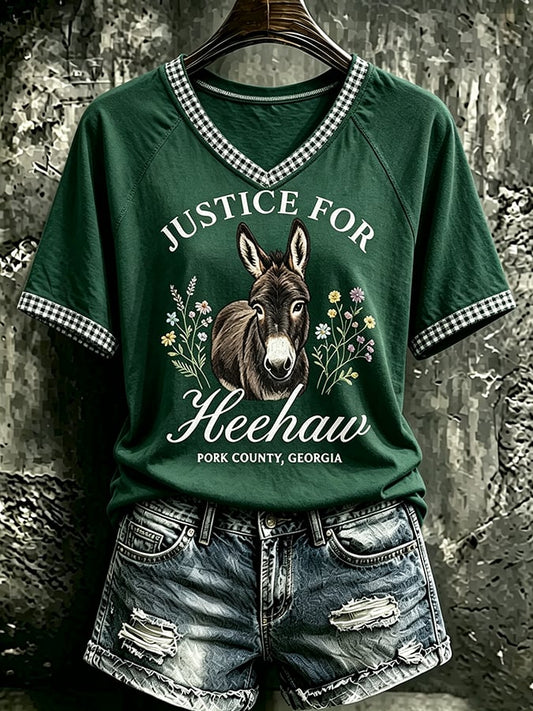 Women's Justice For HeeHaw Donkey Print Casual T-shirt