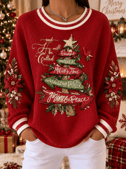 Women's Christmas Art Pattern Comfortable Crew Neck Sweatshirt