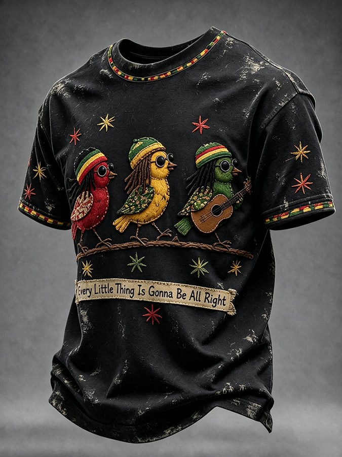 Printed Short-Sleeve T-Shirt With The Theme "Everything Will Eventually Go Smoothly, And Everything Will Be Alright"