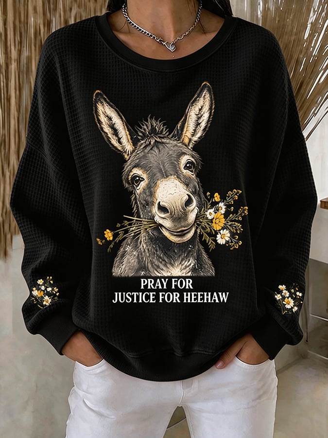 Women's Justice For HeeHaw Donkey Printed Casual Sweatshirt