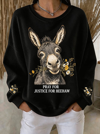 Women's Justice For HeeHaw Donkey Printed Casual Sweatshirt