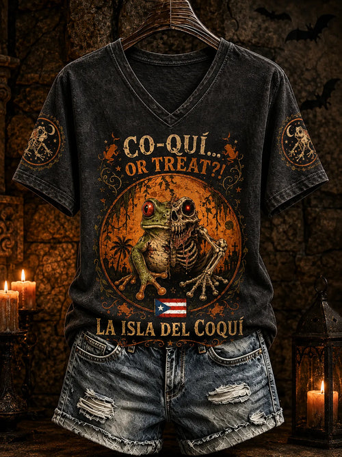 🎃Women's Puerto Rico Halloween Art Printed T-shirt
