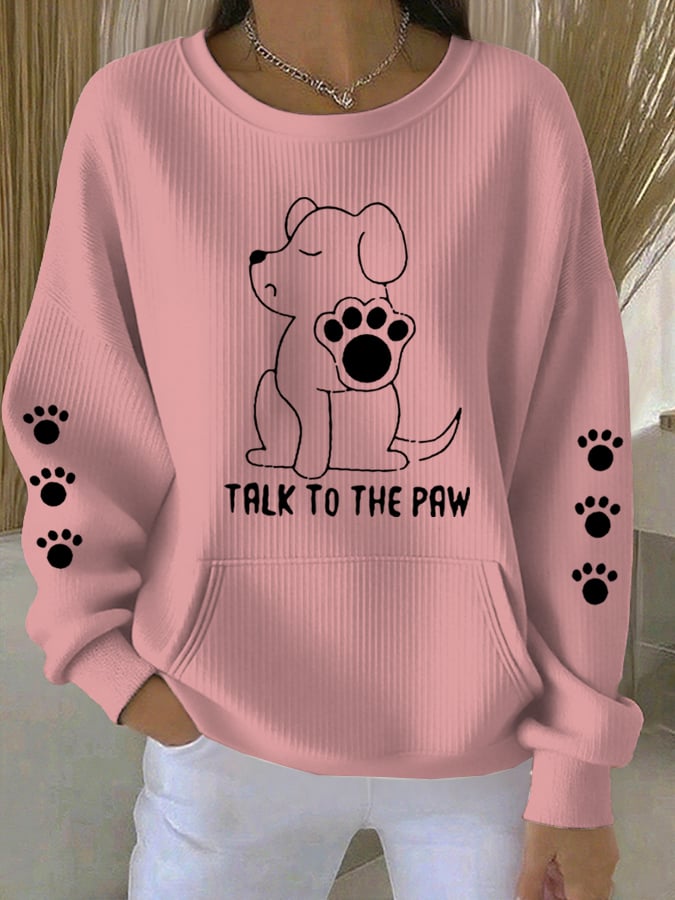 Women's Talking With Paws Funny Puppy Print Sweatshirt