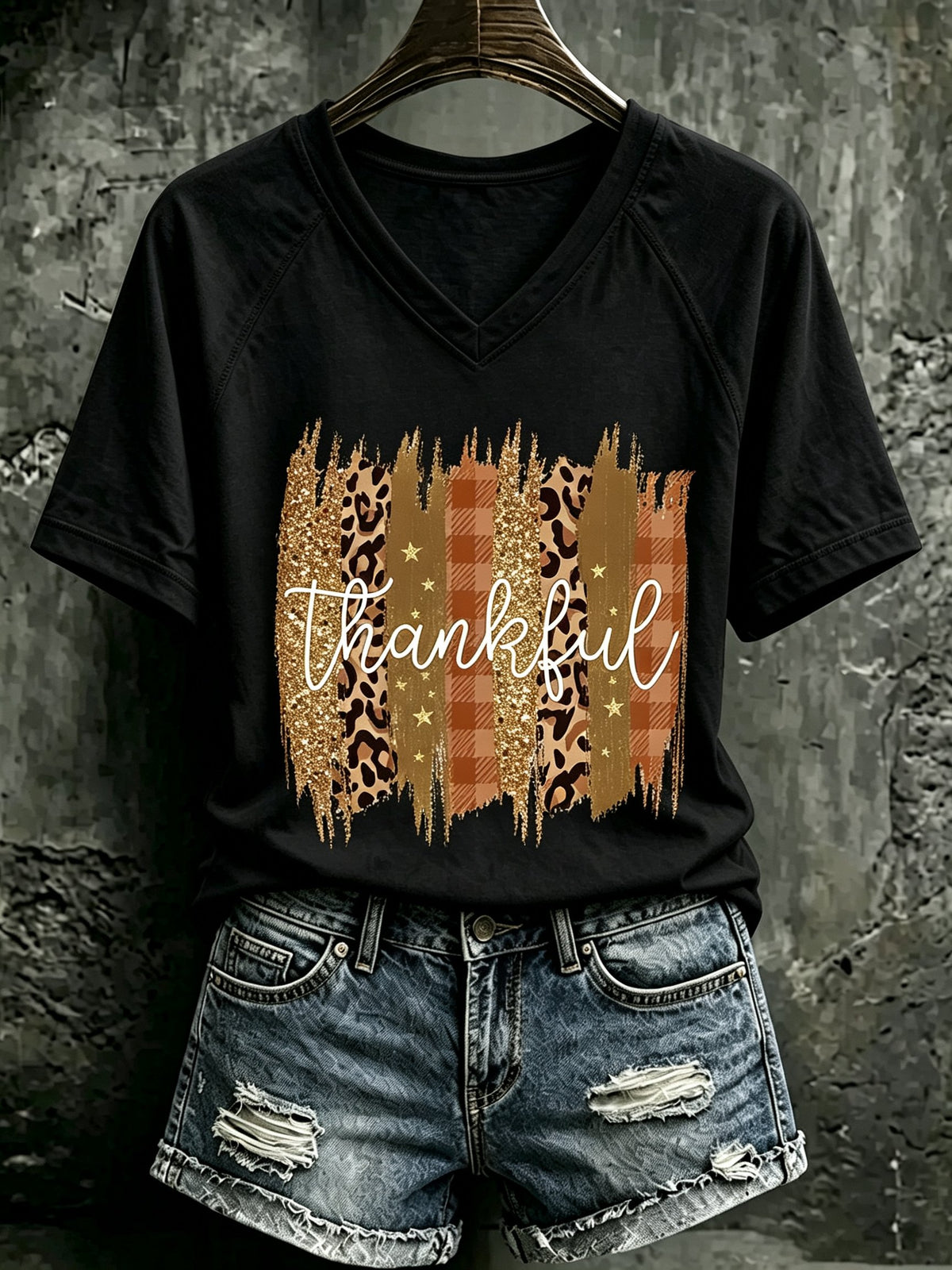 Women's Thanksgiving Print Casual T-shirt