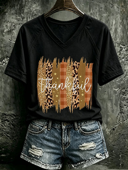 Women's Thanksgiving Print Casual T-shirt