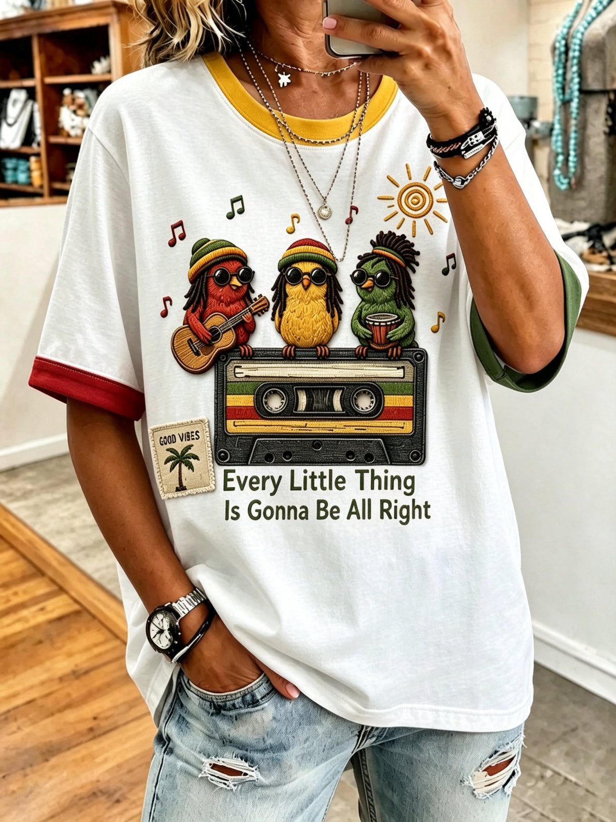 Women's Reggae Music Art Print Casual T-shirt