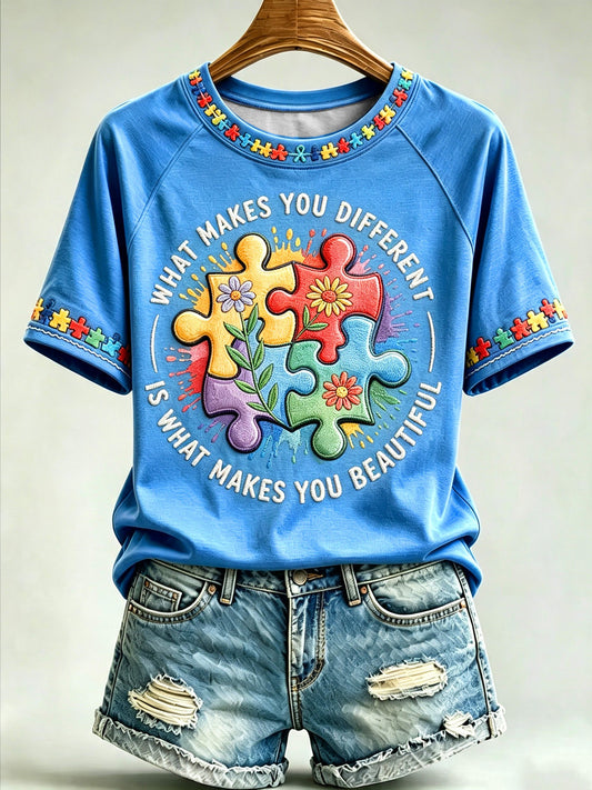 Women's Autism-Themed Casual Print Top