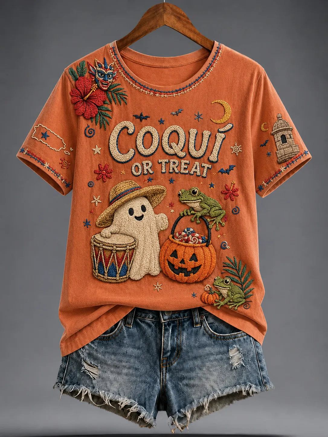 🎃Women's Puerto Rico Halloween Graphic T-shirt