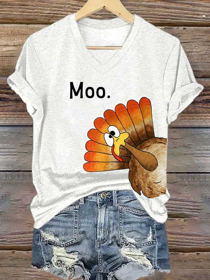 Women'S Thanksgiving Turkey Print T-Shirt