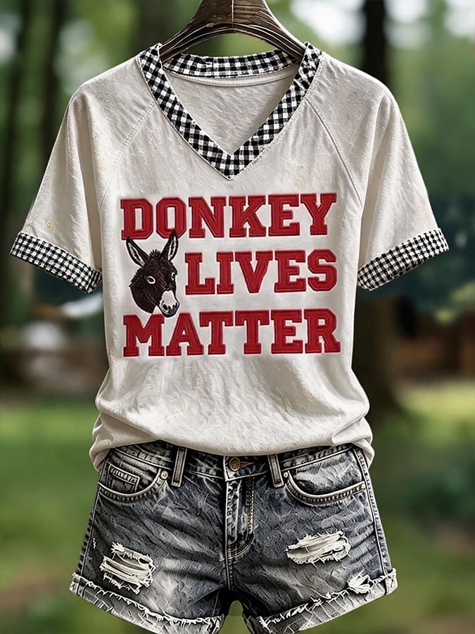Women's Justice For HeeHaw Donkey Print Casual T-shirt