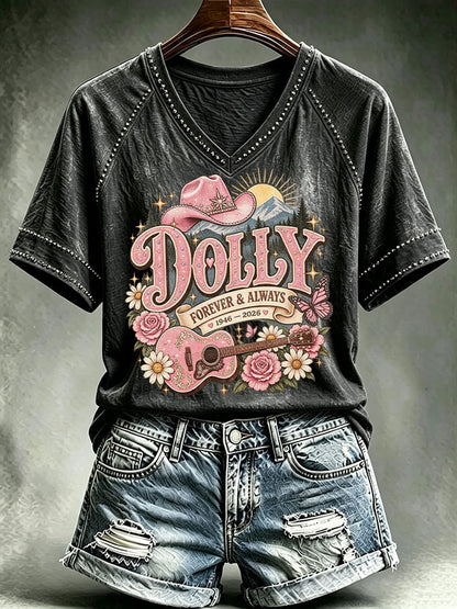 Women's Country Music Legend Tribute Print Casual T-shirt