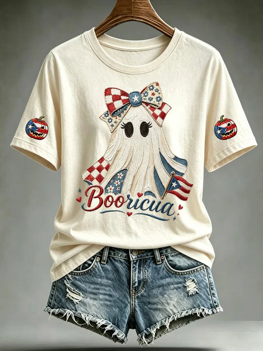 🎃Women's Halloween In Puerto Rico Print T-Shirt