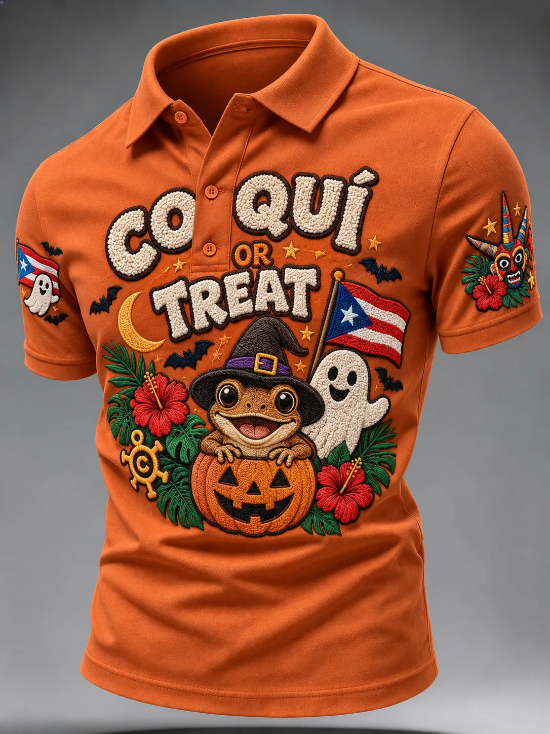 Men's Puerto Rico Halloween Graphic Polo Shirt