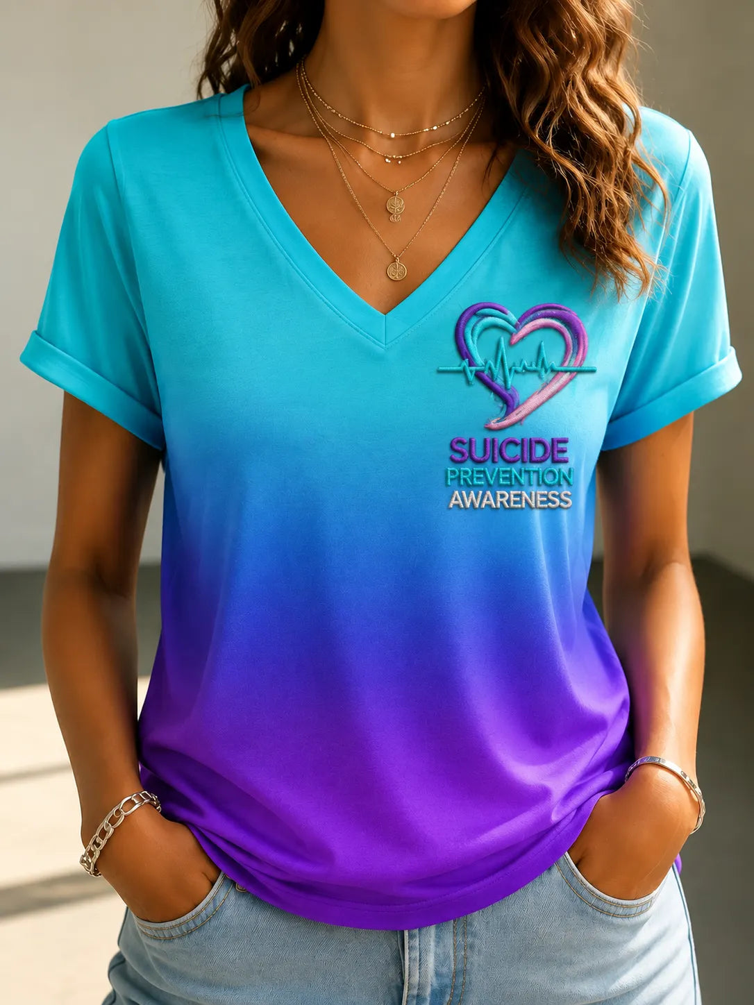 Women's Suicide Prevention Awareness Print T-Shirt