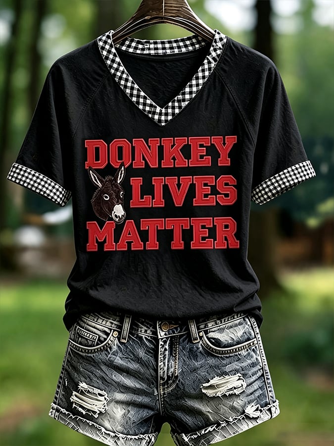 Women's Justice For HeeHaw Donkey Print Casual T-shirt