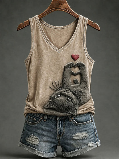 Women's Cat Print Tank Top