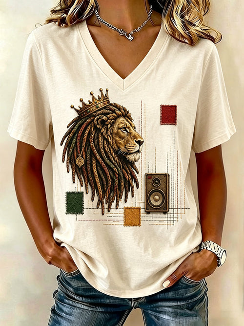 Women's Reggae Music Art Print Casual T-shirt