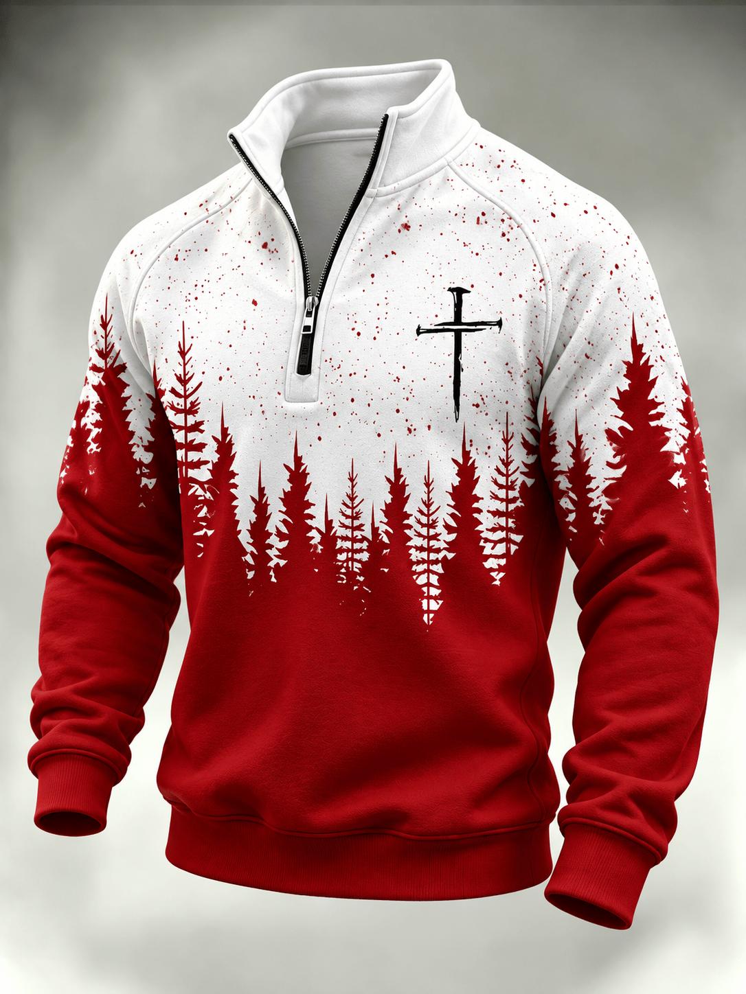 Men's Casual Christmas  Cross-Print Top