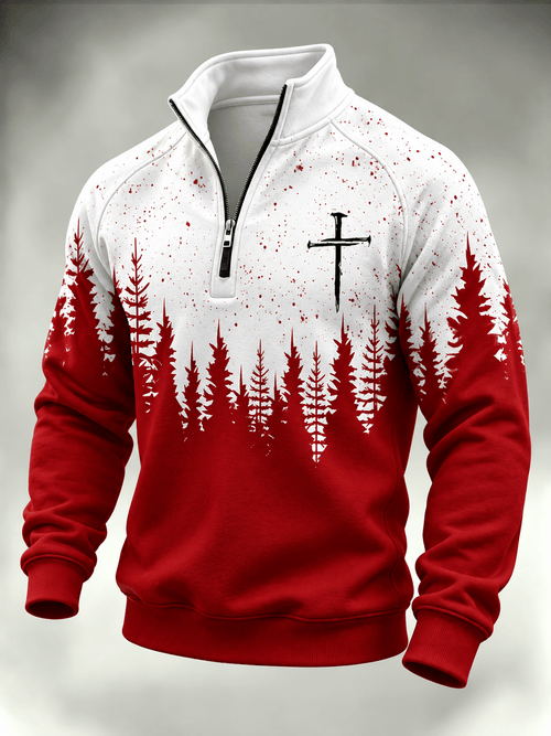 Men's Casual Christmas  Cross-Print Top