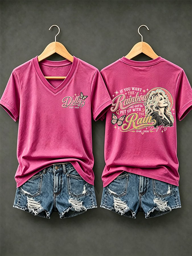 Women's If You Want The Rainbow You Gotta Put Up With The Rain Print Casual T-shirt