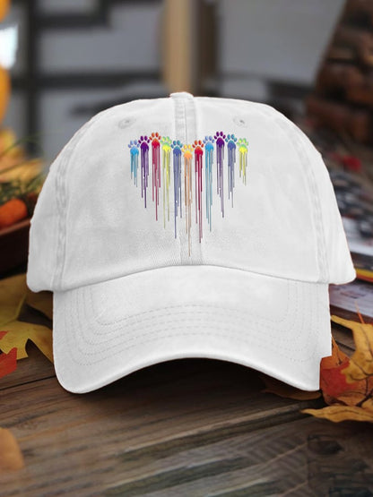 Unisex Colorful Dog Heart Paw Print Baseball Cap