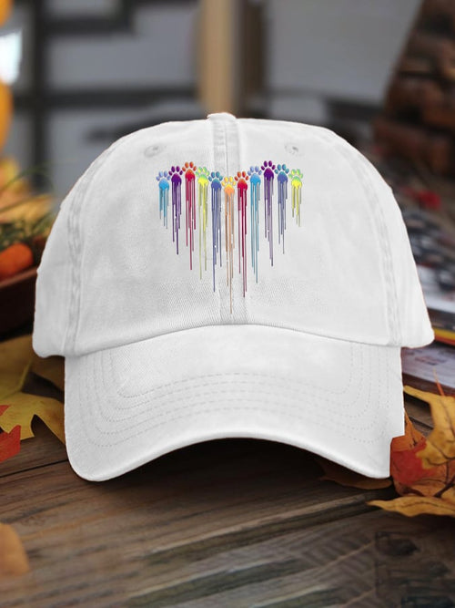 Unisex Colorful Dog Heart Paw Print Baseball Cap