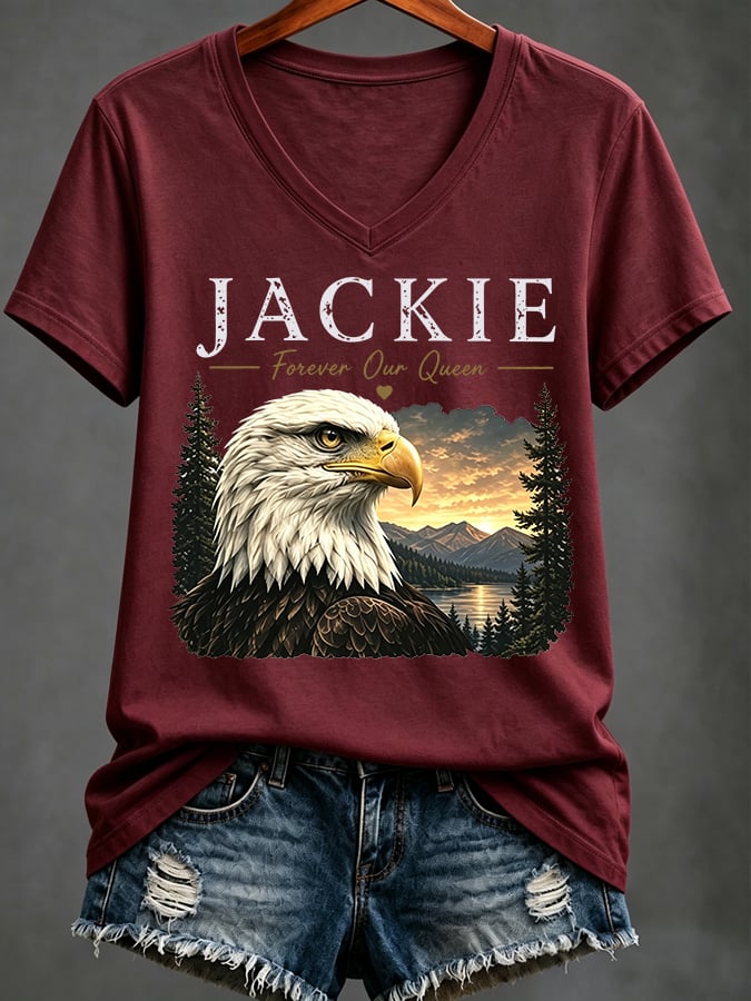 Women's Casual Bald Eagle "Jackie" Print Top