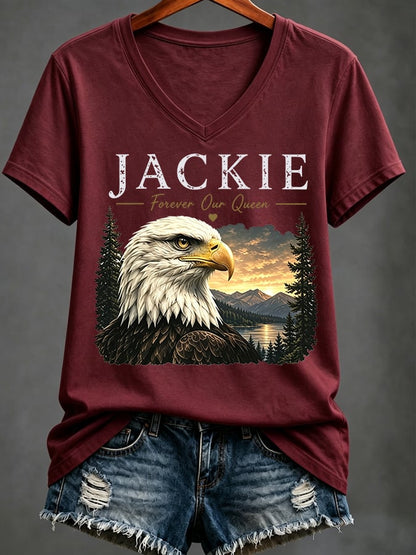 Women's Casual Bald Eagle "Jackie" Print Top