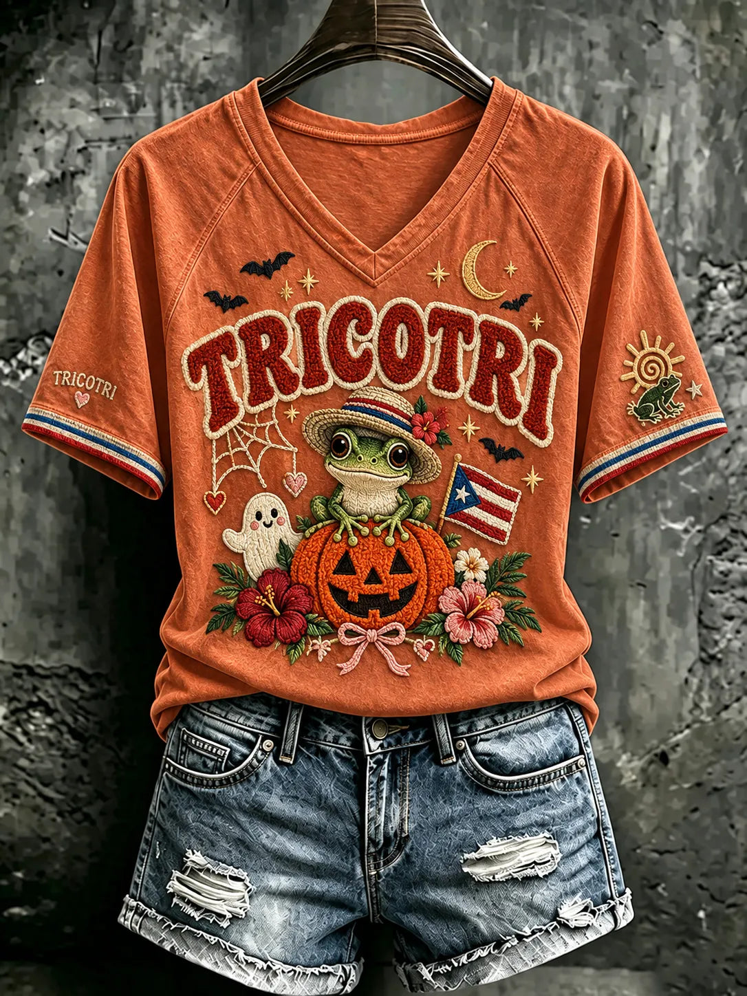 Women'S Puerto Rico Halloween Print T-Shirt