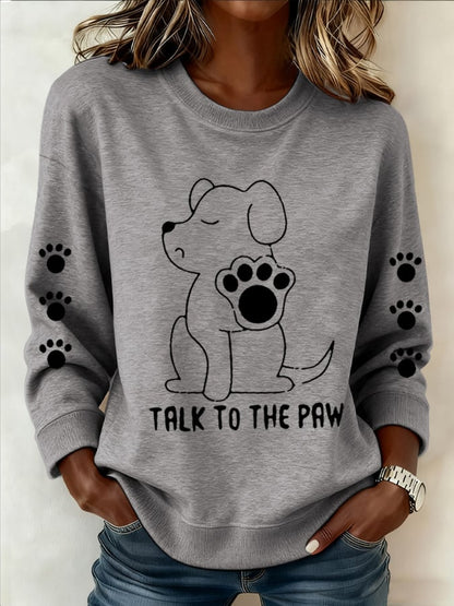 Women's Talking With Paws Funny Puppy Print Sweatshirt