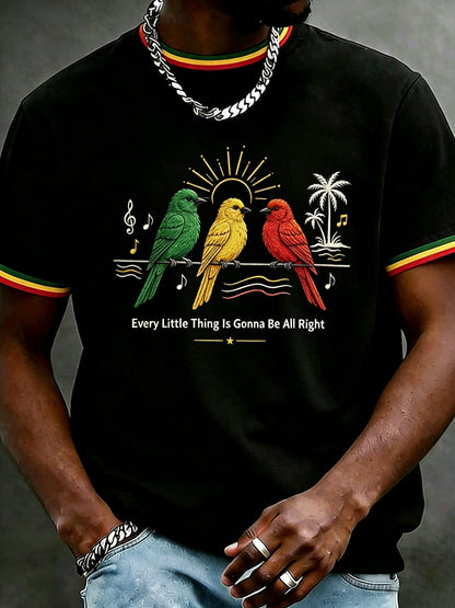Men's Retro Every Little Thing Is Gonna Be Alright Printed Casual T-Shirt