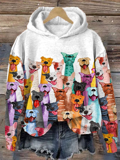 Women's Fun Dogs Print Casual Hoodie
