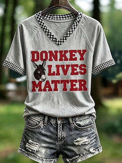 Women's Justice For HeeHaw Donkey Print Casual T-shirt