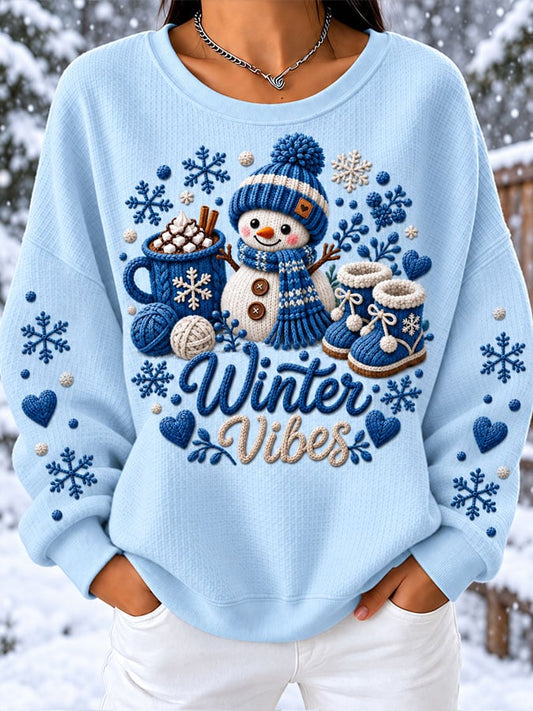 Women's Christmas Snowman Print Knitted Hoodie