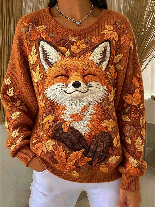 Women's Autumn Printed Long-Sleeved Knit Top