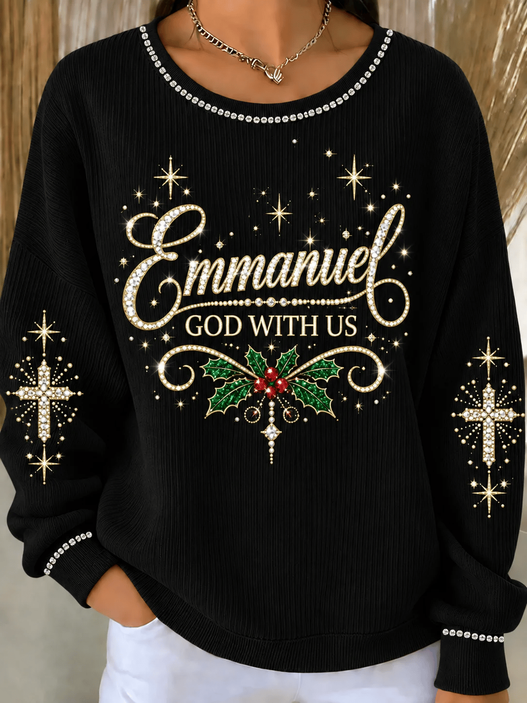 Women Text Letters Crew Neck Casual Spring/Fall Long Sleeve Sweatshirt