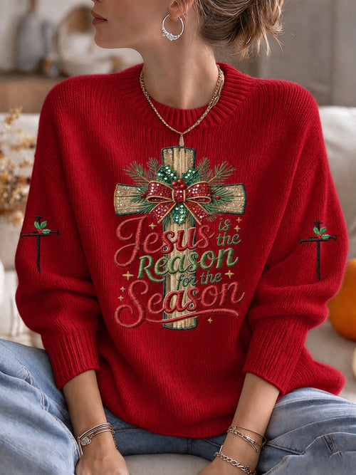 Women's Christmas Print Casual Knit Top