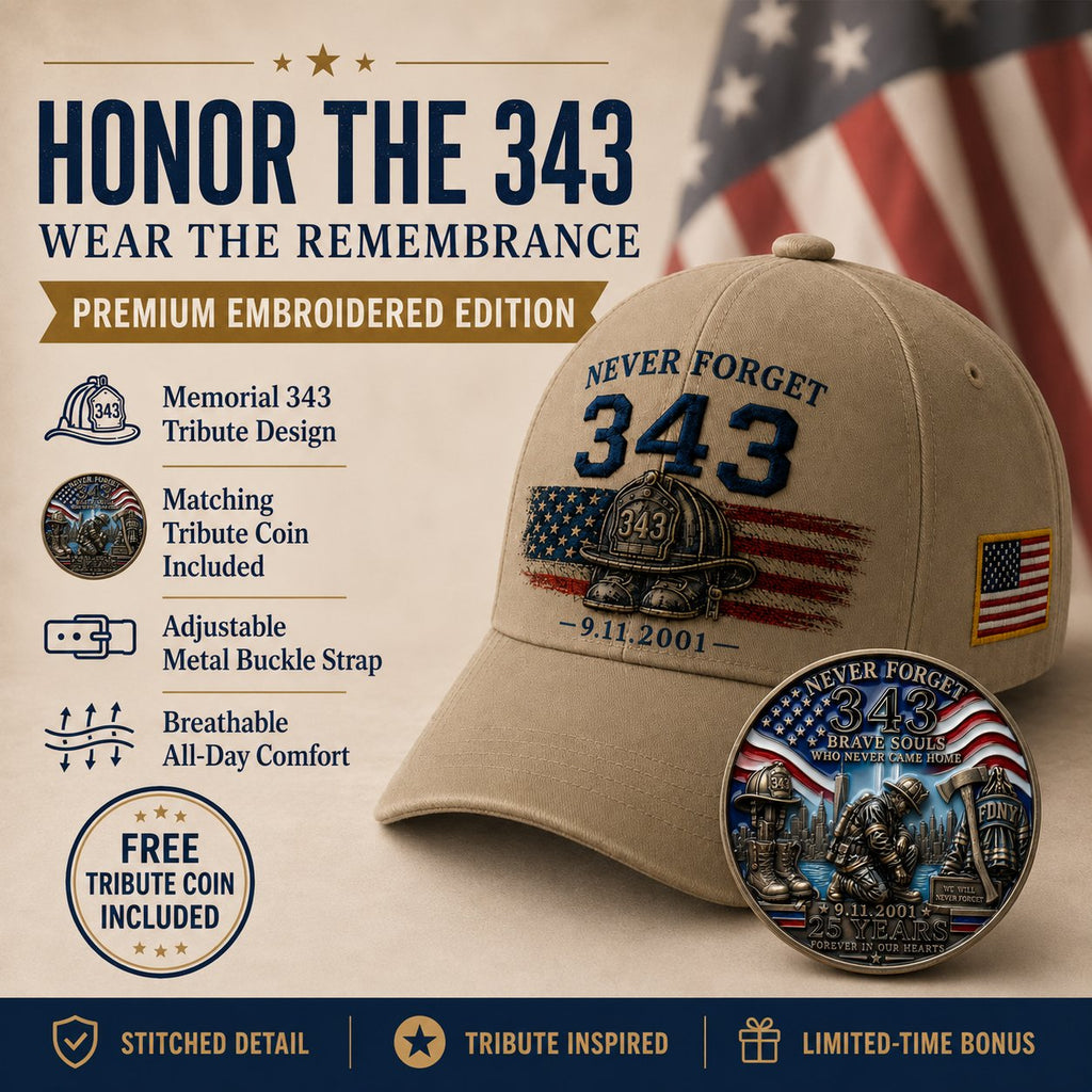 🧢Never Forget 343 Memorial Cap 🎁 Buy the Cap Get the Matching Tribute Coin FREE