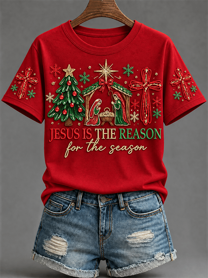 "Belief" - Christmas Comfortable Crew Neck Short Sleeve T-Shirt
