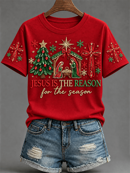 "Belief" - Christmas Comfortable Crew Neck Short Sleeve T-Shirt