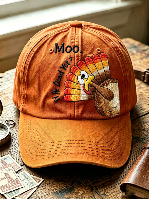 Unisex Retro Moo! Is He Dead Yet ? DTF Printed Hat