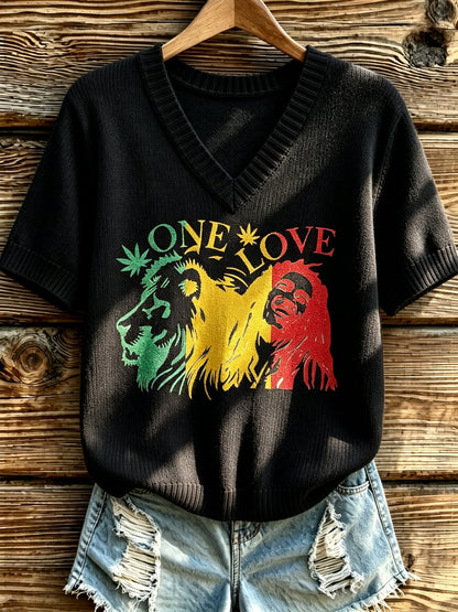 Women's Reggae Art Print Casual T-shirt