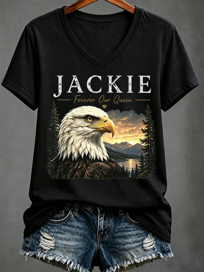 Women's Casual Bald Eagle "Jackie" Print Top